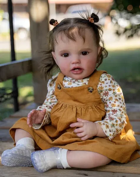 DLS Custom Made By Artist 24''60cm Reborn Baby Lottie con capelli radicati a mano Bambola già finita con abito diverso