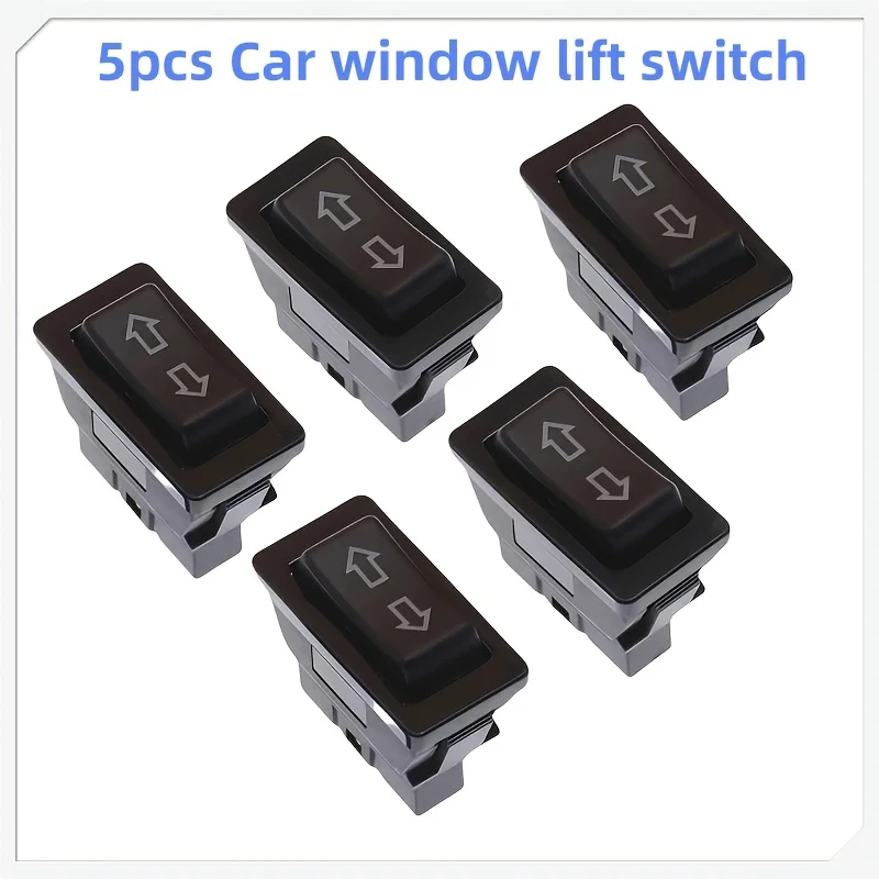 5Pcs Universal Car Window Switch Arrow Mark Rocker Switch Anti-Pinch Glass Lifter Replacement for Vehicle Modification