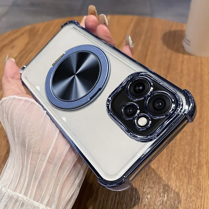 حافظة لهاتف OPPO Reno 15 14 pro غطاء دعامة دوارة من السيليكون المطلي الفاخر لهاتف OPPO Reno15 pro ممتص للصدمات Funda #3