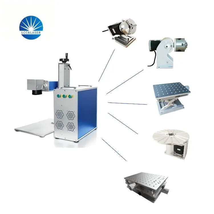 30W Fiber Laser Marker Raycus Source Auto Focus DIY Desktop Engraver for Curved Surface Pipe Cylinder Air Cooling AI
