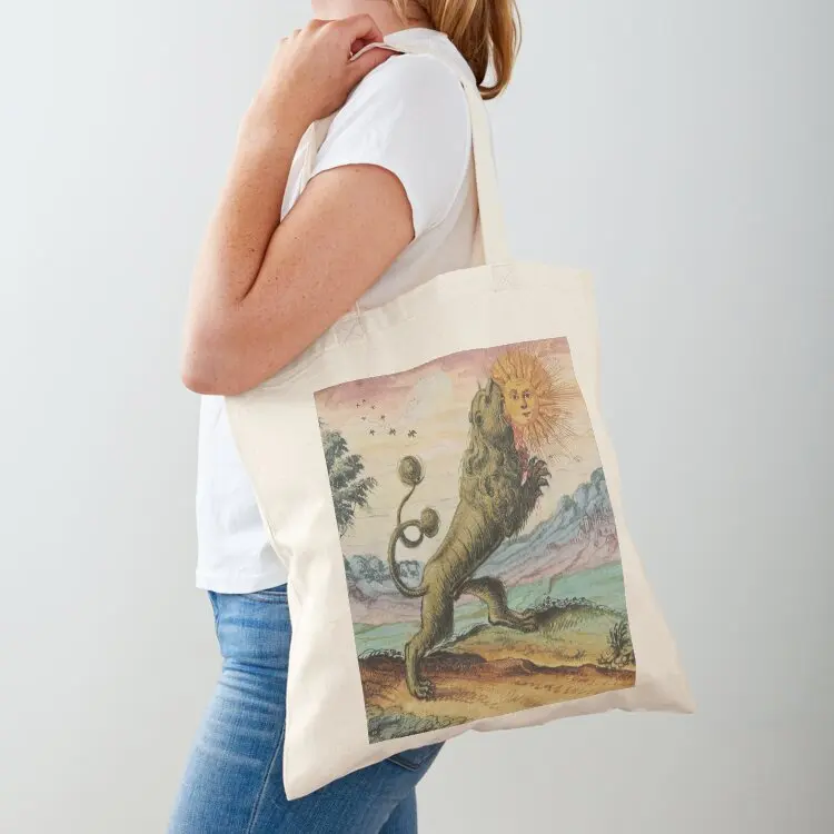 

The Lion Eating The Sun Antique Alchemy Illustration Tote Bag cute tote bag Gift bag tote screen Candy bags