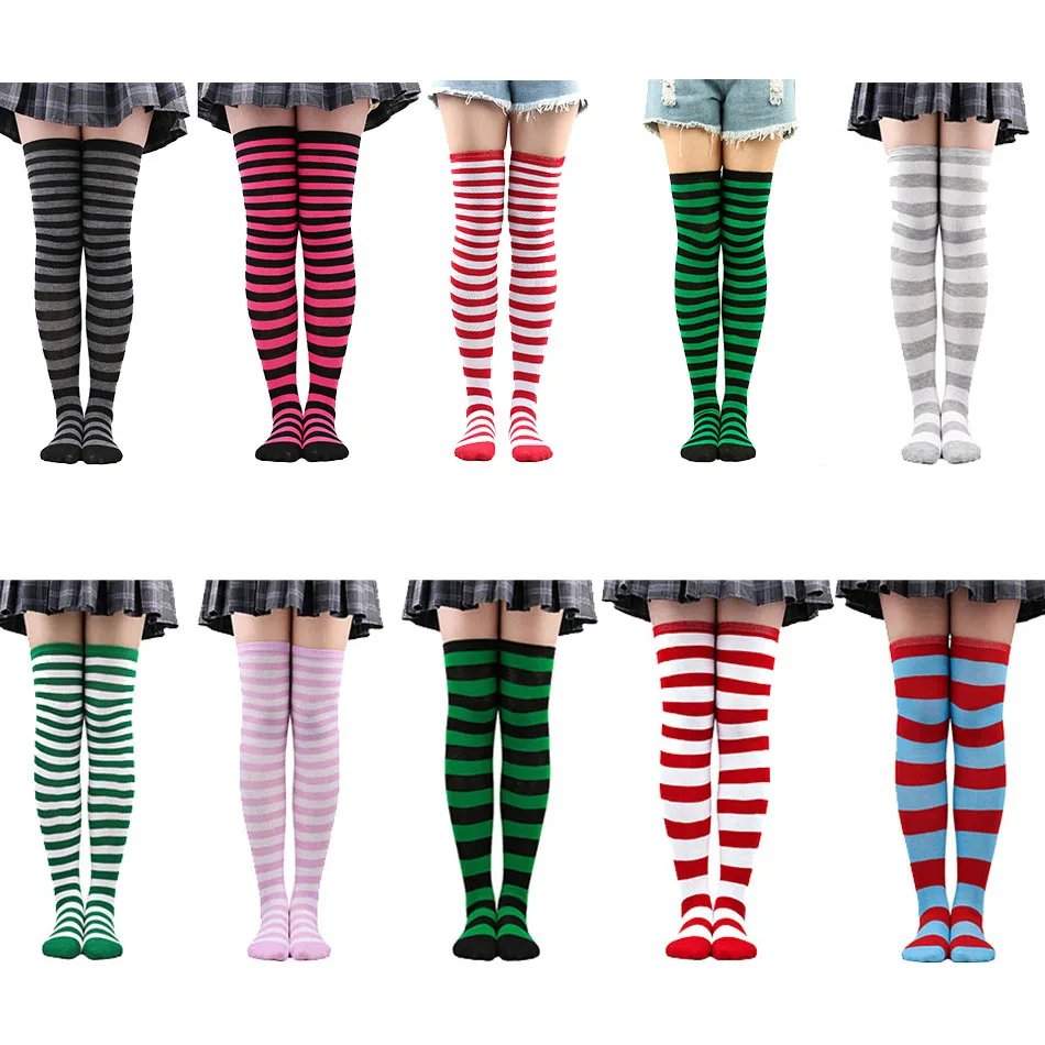 7-12 Years Children Tights Girls Leggings Teens Striped Pantyhose Kids Knitted   Halloween Clothing Long Christmas Stockings