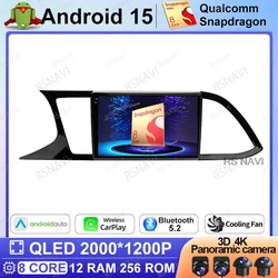 Android 15 Radio de coche para Seat Leon 3 MK3 MK 3 2012 - 2020 GPS inalámbrico Carplay navegación estéreo automática QLED 4G LTE Viedo Player