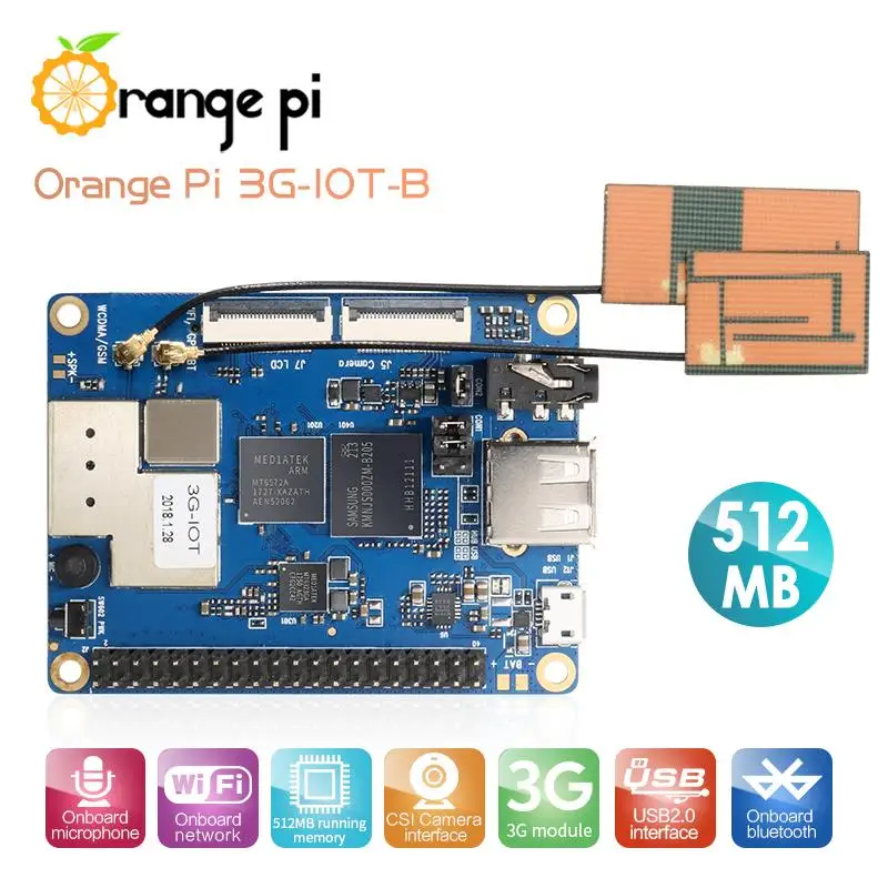 Orange Pi 3G-IOT-B 512MB Cortex-A7 4GB EMMC Support 3G SIM Card Bluetooth Android4.4 mini PC