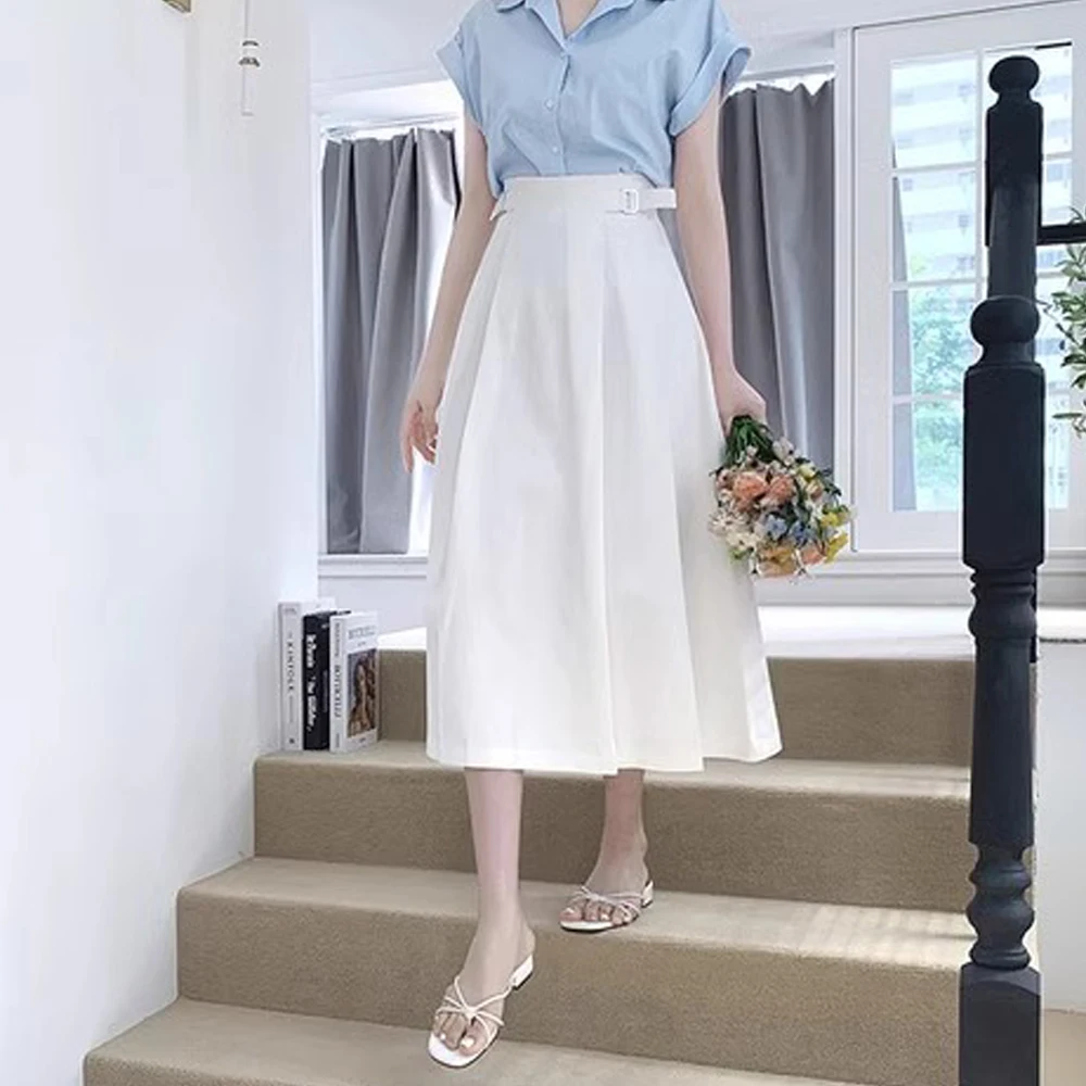 European Station High Waist Half Skirt 2024 Summer New High end Fashion Light Luxury Leisure Loose A-line Skirt