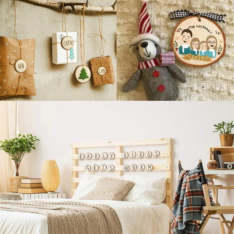 20 قطعة 3-4 سنتيمتر شرائح الخشب الطبيعي لم تنته الخشب الحرفية عدة DIY بها بنفسك الاطفال الفنون والحرف عيد الميلاد الحلي ريفي الزفاف ديكور #4