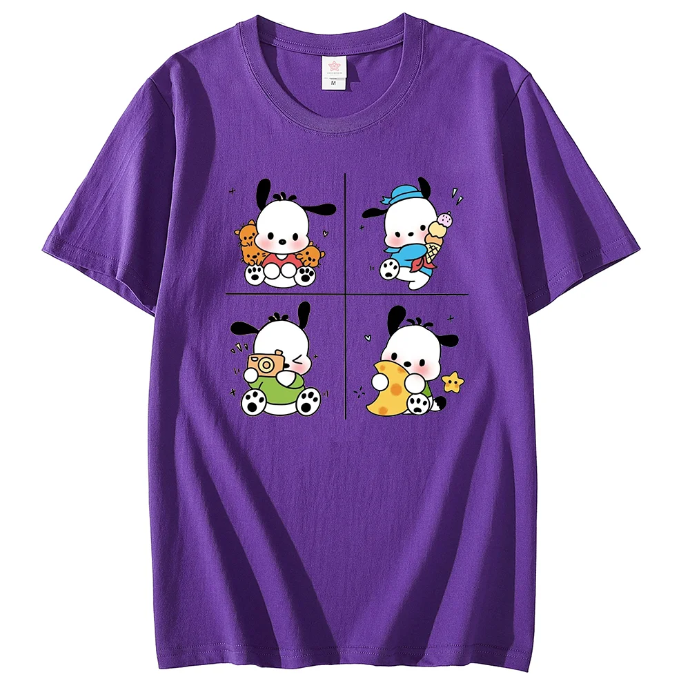 Sanrio Pochacco Men's and Women's printing T-shirt men and women casual street sports student couple T-shirt