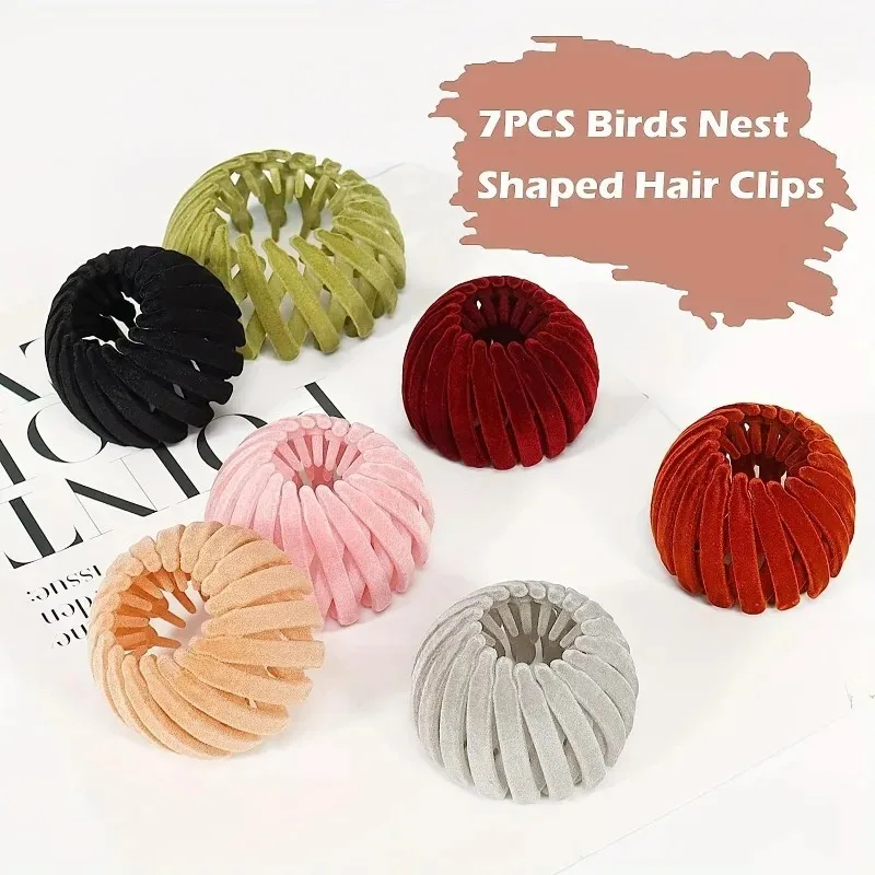 

Hair Clip Girl's Buckle Grab Clip Headpiece Hair Accessories Pack of 7 Hair Clips Frosted Bird's Nest Hair Tray Flower Bun