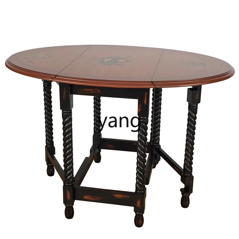 

CX folding oval dining table simple pastoral painted small apartment dining table