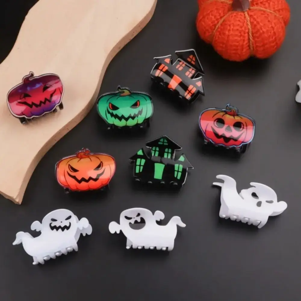 Funny PVC Ghost Hair Claw Pumpkin Grab Clip Halloween Claw Clip Hair Accessories Colourful Shark Clip Women