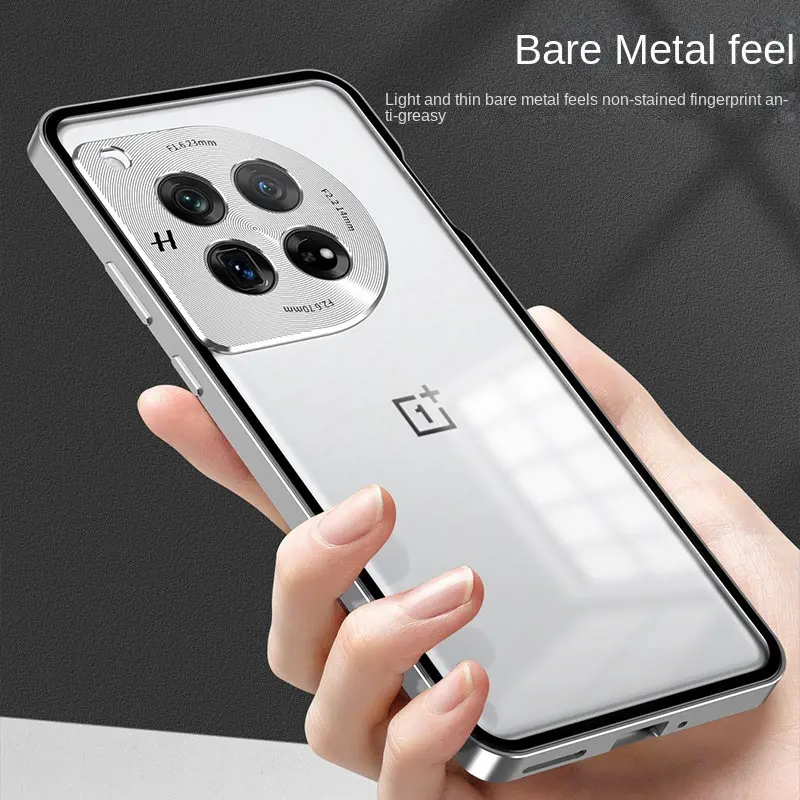 Metal Bumper Magnetic Case for Oneplus 12R 5G CPH2609 Aluminum Camera Lens Protector Matte Hard Back Cover for Oneplus 12R 5G