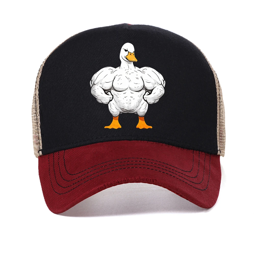 

Cartoon Muscle Duck Pattern baseball cap Men's Summer Fashionable Casual hat Outdoor breathable trucker hats mesh sports caps