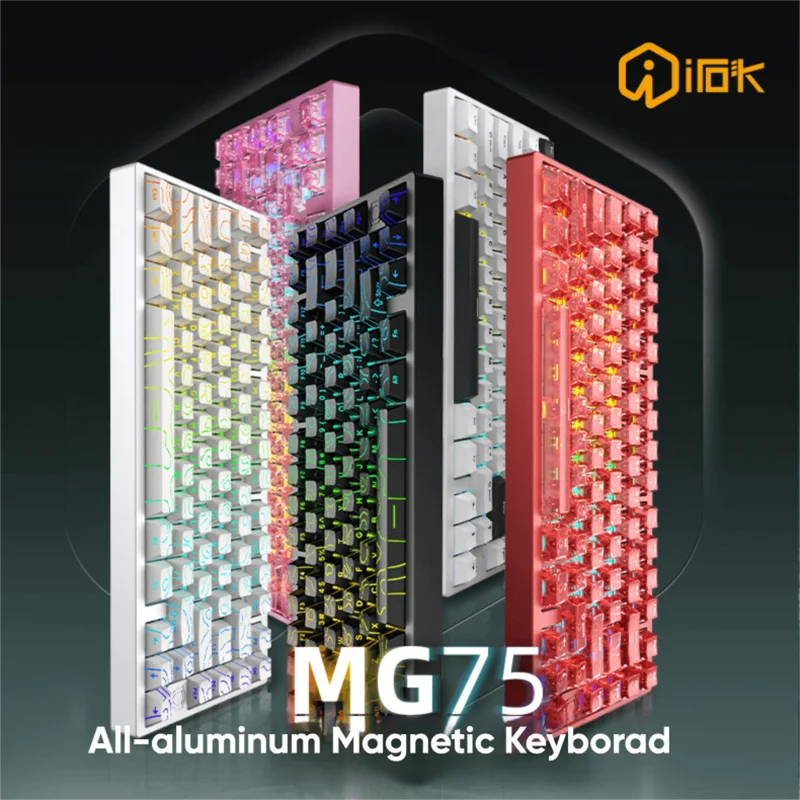 

IROK MG75 PRO Алюминиевая магнитная механическая игровая клавиатура 0,005 мм 8K Скорость покатания Быстрый триггер RGB Горячая замена геймерская клавиатура