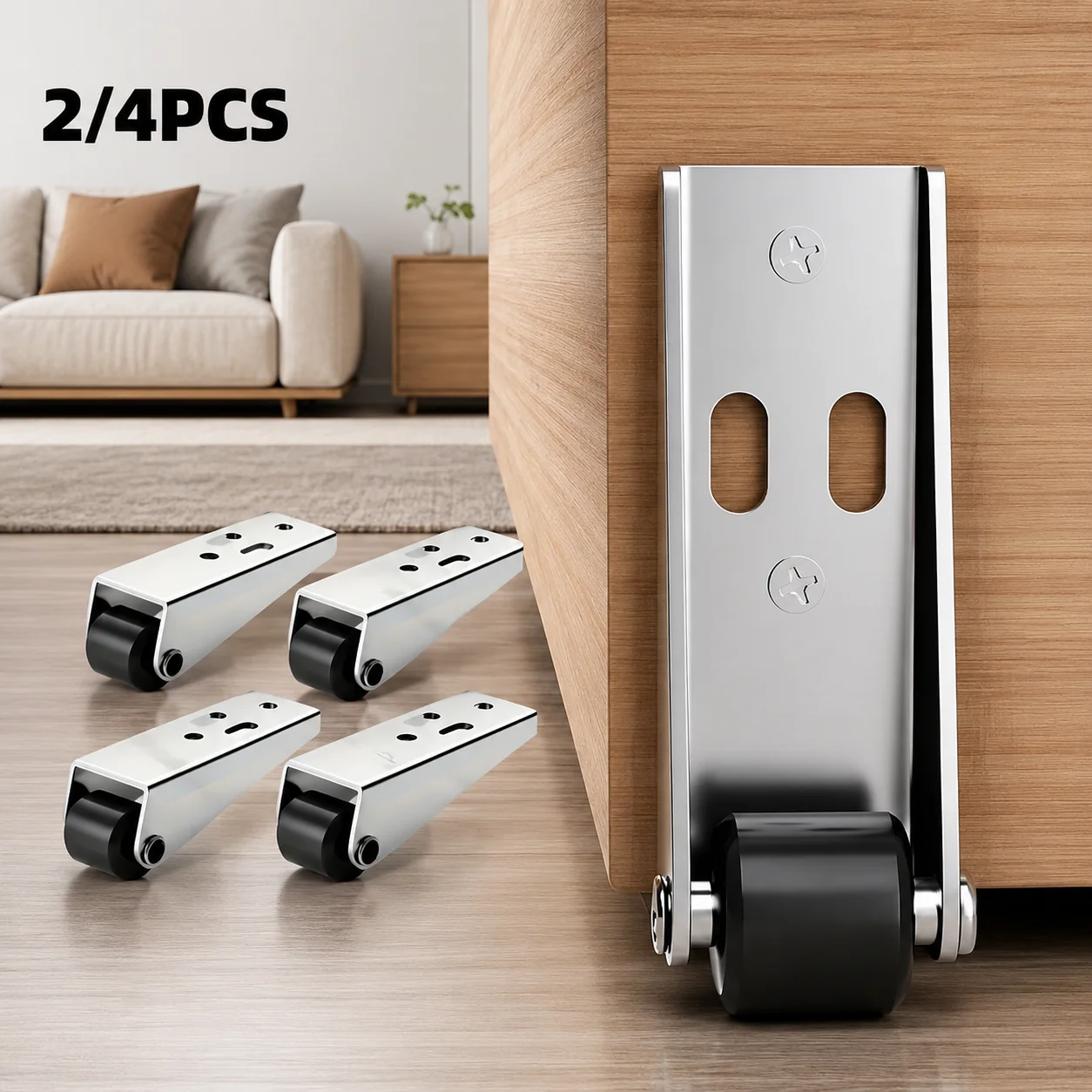 2/4-Piece Sliding Door Bottom Wheel, Durable Metal Material, Solid, Simple mini Roller, Heavy-Duty Door Table, Movable Installat