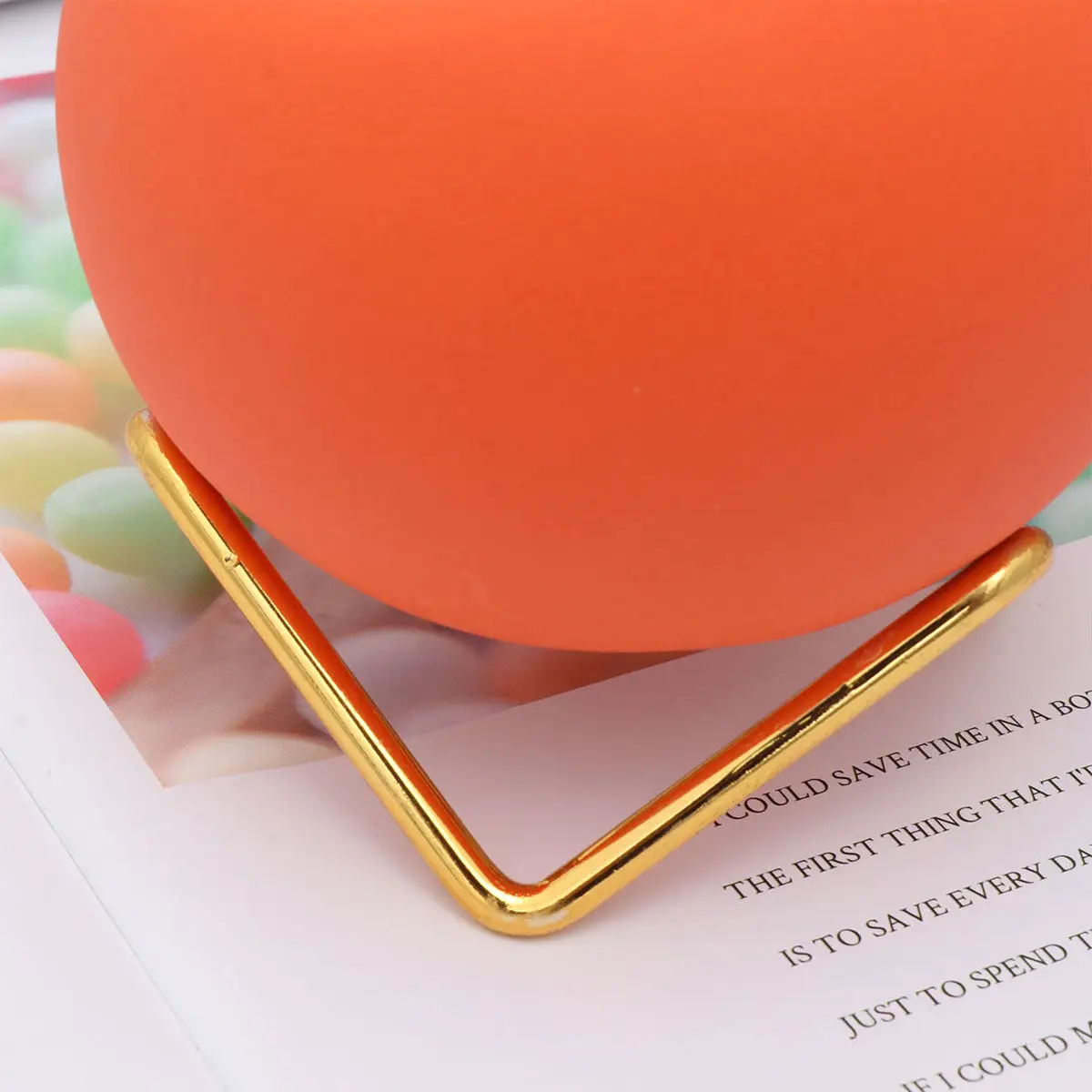 Ceramic Round Flower Pot Orange Galvanized Steel Frame Stylish Artistic Flower Pot Home Decoration Electric Plated Iron Frame