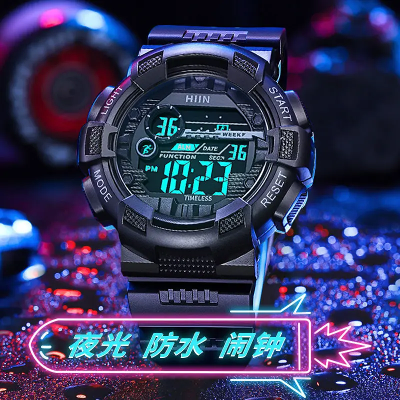 남성용 야광 방수 전자 시계, 남학생 시계, 심플한 패션, 스포츠 알람 시계, 중학교