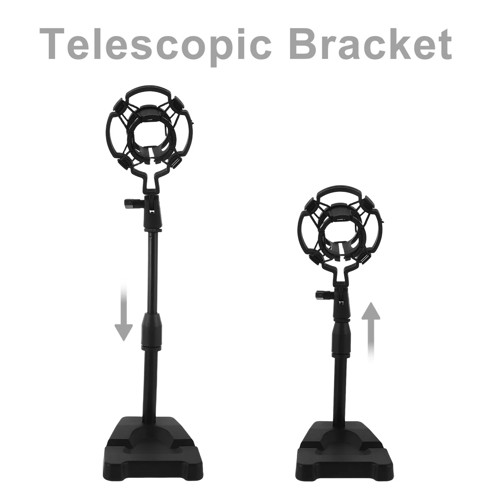 Tabletop Microphone Stand Desktop Mic Holder with 45Mm Plastic Shock Mount Anti Vibration Design for Clear Recording Podcast