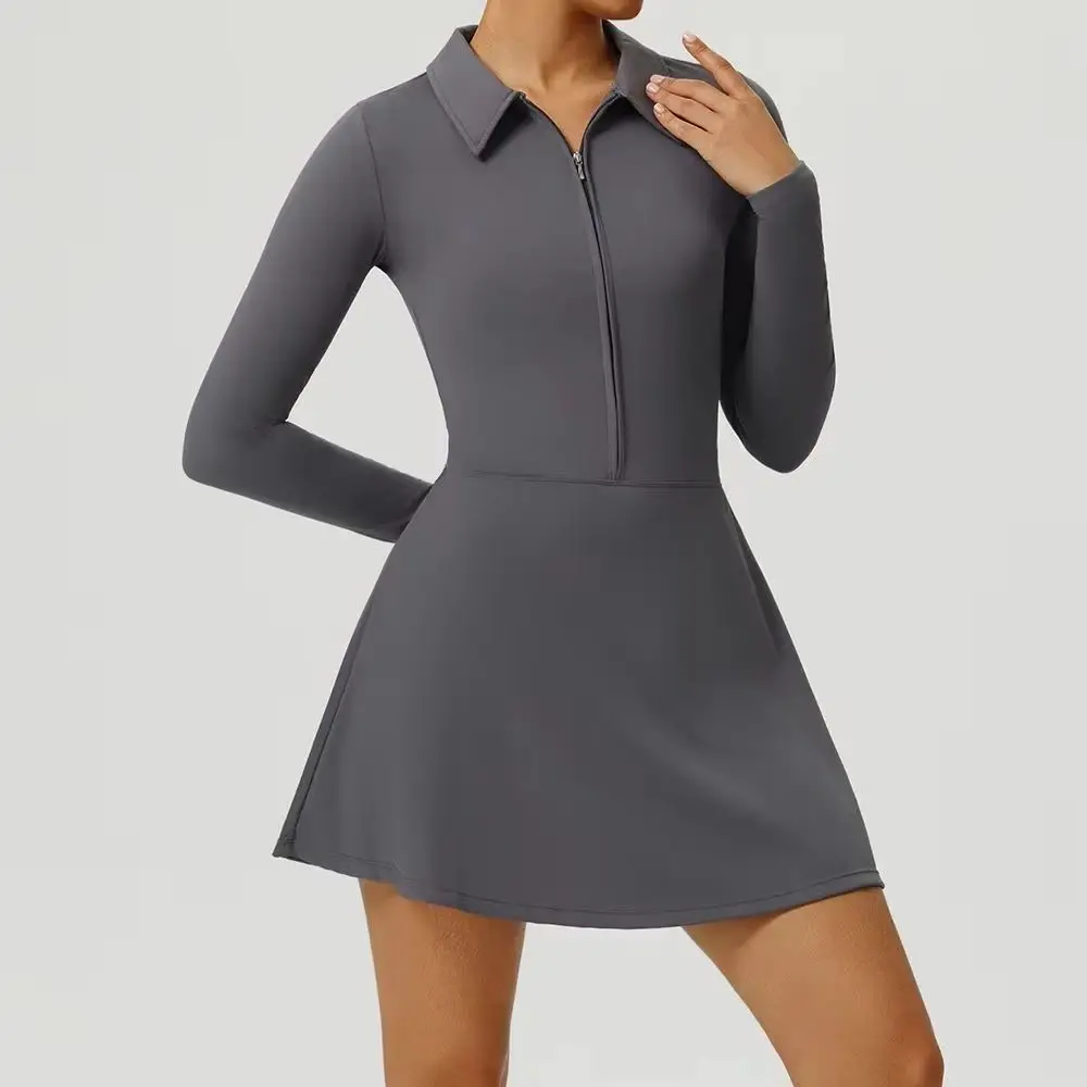 

Yoga Women Boilersuit Long Sleeved Sportswear Gym Zipper Jumpsuits Workout High-intensity Fitness One-piece Skin-tight Garment