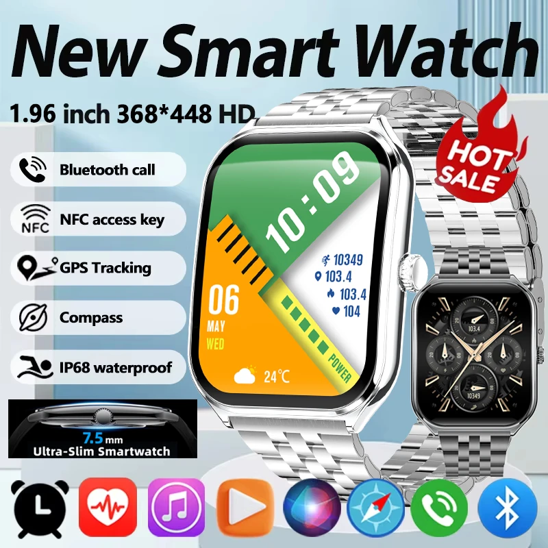 

Original New Ultra Thin Smart Watch 1.96"AMOLED 368*448 HD Pixel 3ATM Waterproof Call Reminder Smartwatch Ladies For Android iOS