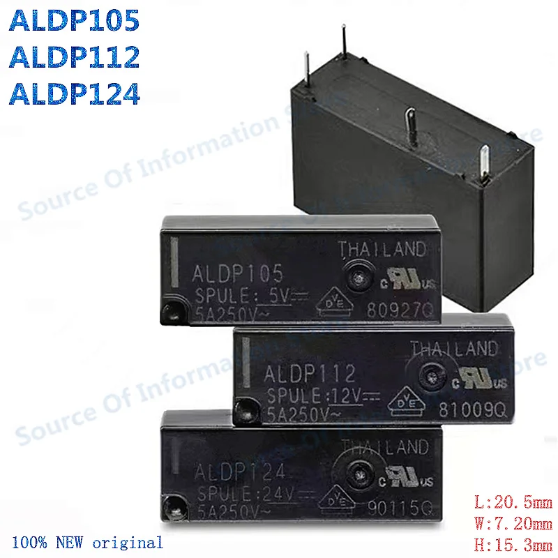 

5Pcs Relay ALDP105/ALDP112/ALDP124W DC5V 12V 24V 4Pin 5A Power relays