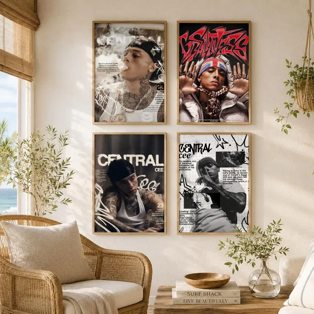 Rapper Singer C-Central Cee Painting Calligraphy High-Quality Canvas Wall Mural Crease-Free For Living Room Bedroom Interiors