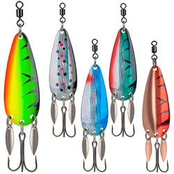 5pcs Fishing Spoons Hard Bait For Pike Trout 14g 20g Metal Spinner Spoon Lure With Treble Hooks Swivels Artificial Lures Set