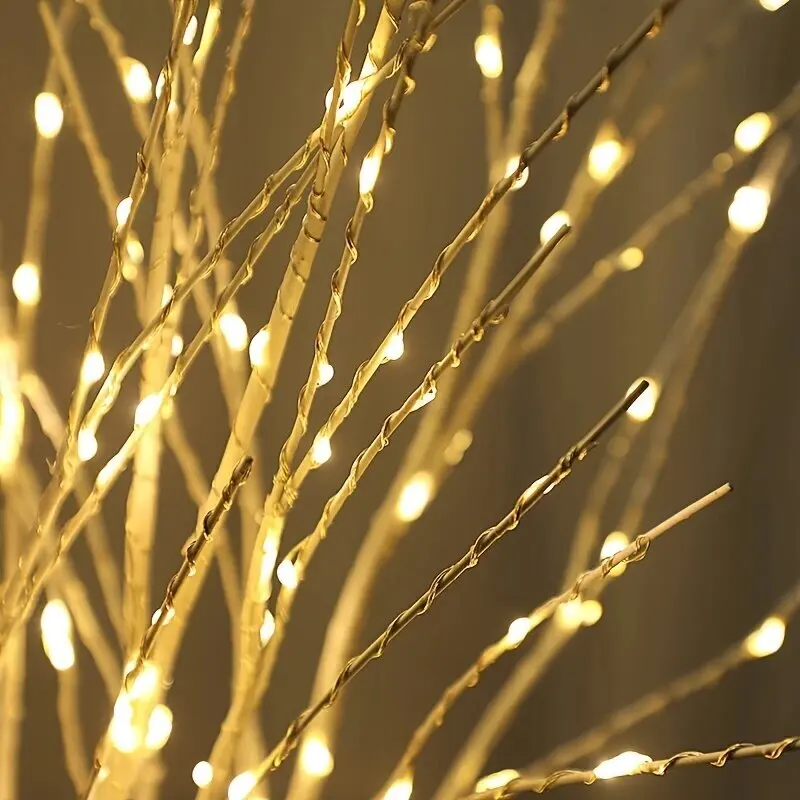 50LED Artificial Birch Branch Decorative Lights USB Powered Branch Lights Indoor Home Christmas New Year Holiday Decorations