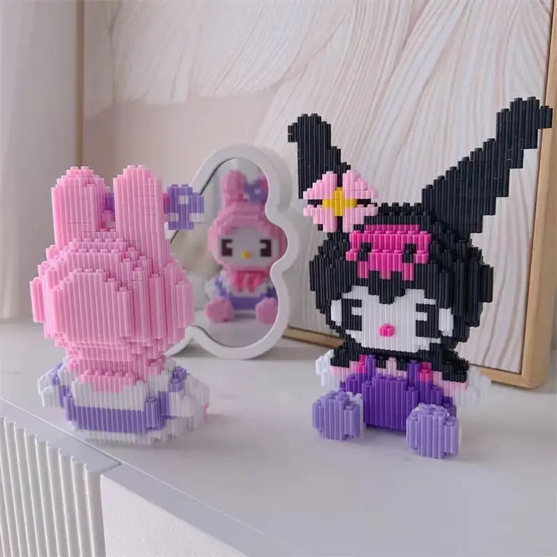 Mini Kuromi Melody Building Blocks Giocattolo Piccole particelle Puzzle 3D Ornamento Ragazza Serie Ornamento regalo