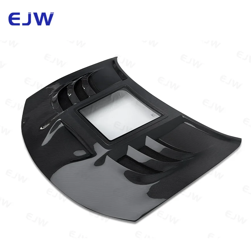 High-quality Carbon Fiber Hood, Suitable for 15-23 Dodge Charger, with a Transparent Glass-style Carbon Fiber Design