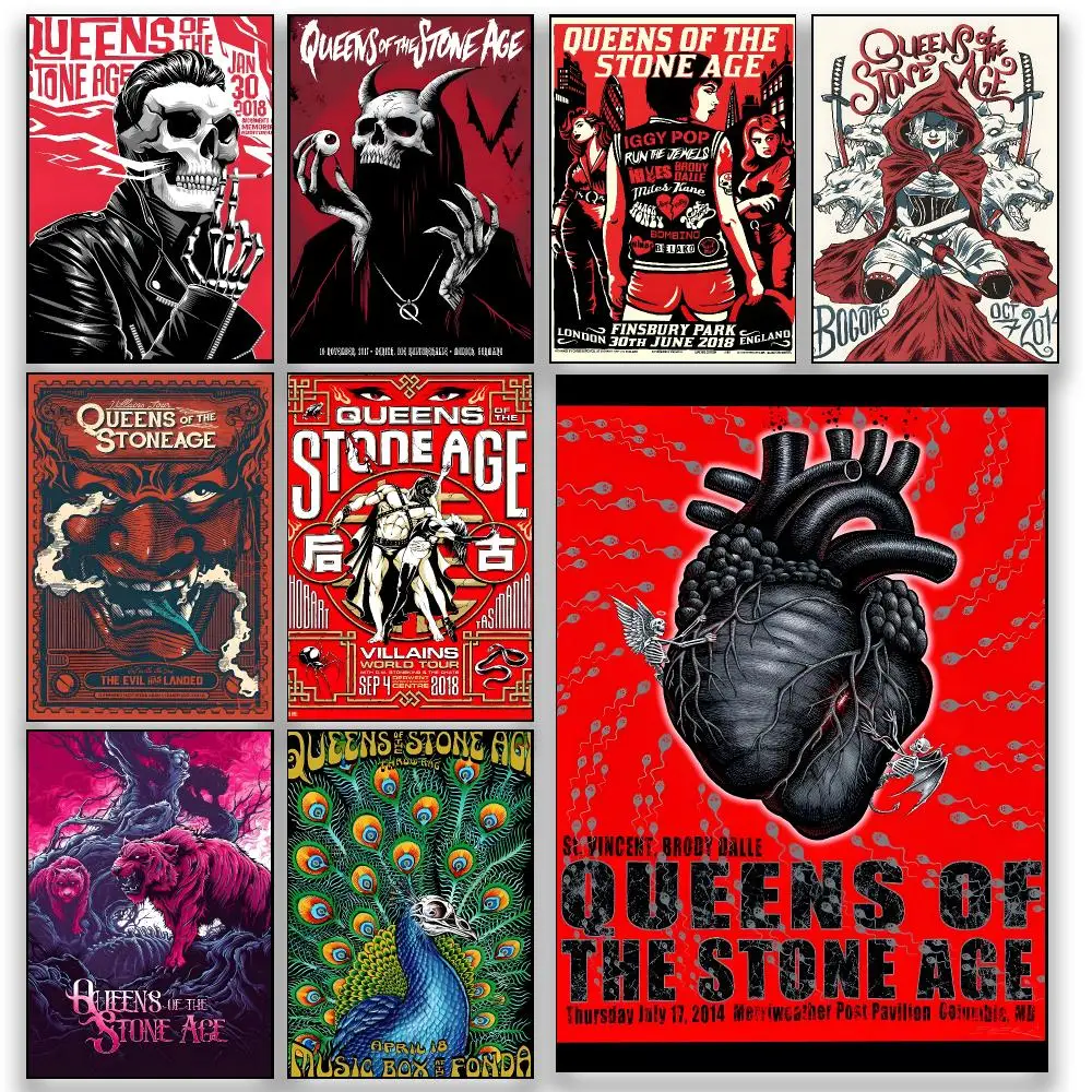 Music Q-Queens of the Stone Age Desert Rock Poster HD Wall Decor for Bedroom Living Room Dorm Bar Cafe Office Gift