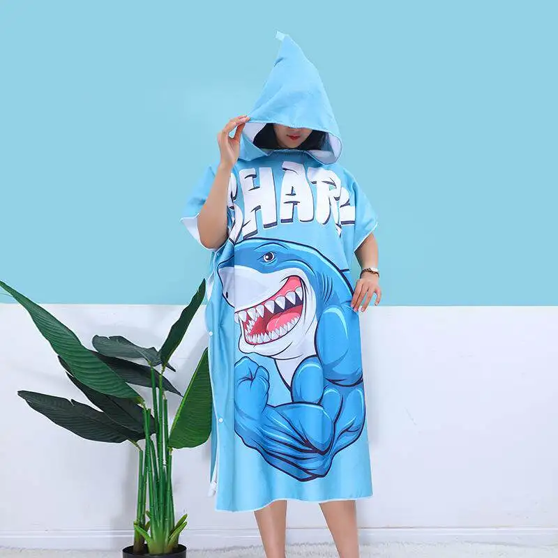 Adult Quick-Drying Swimming Towel Cloak with Hood Sun Protection Wearable Beach Robe for Swimming And Changing