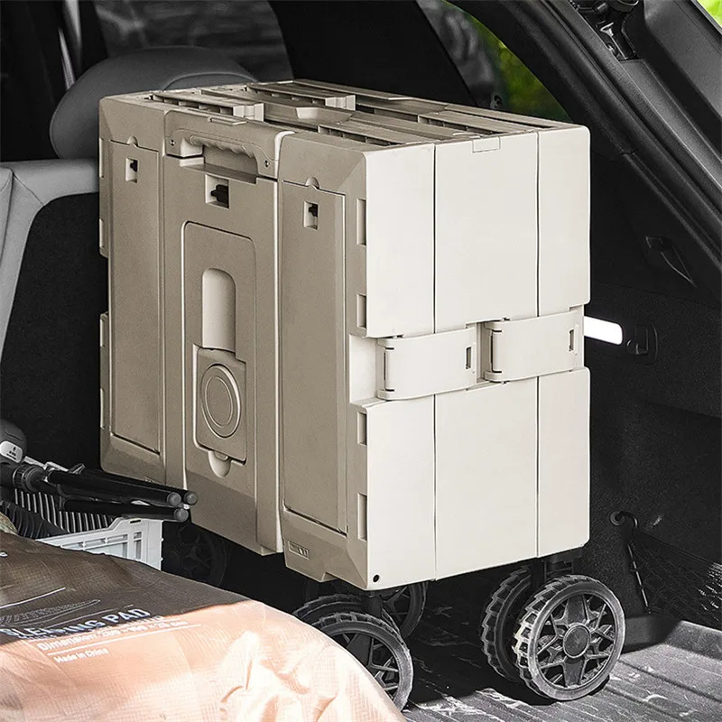 Trunk Storage Box Large Wheels Camping Folding Utility Cart