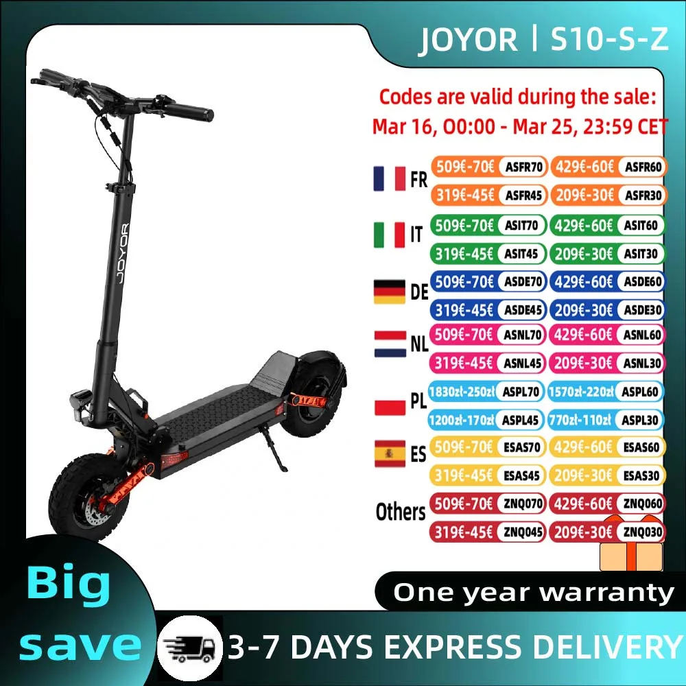JOYOR S10-S-Z adulte Scooter électrique 2000W moteur 60V18AH batterie pliable e-scooter 10 pouces Air pneu tout-Terrain EScooter