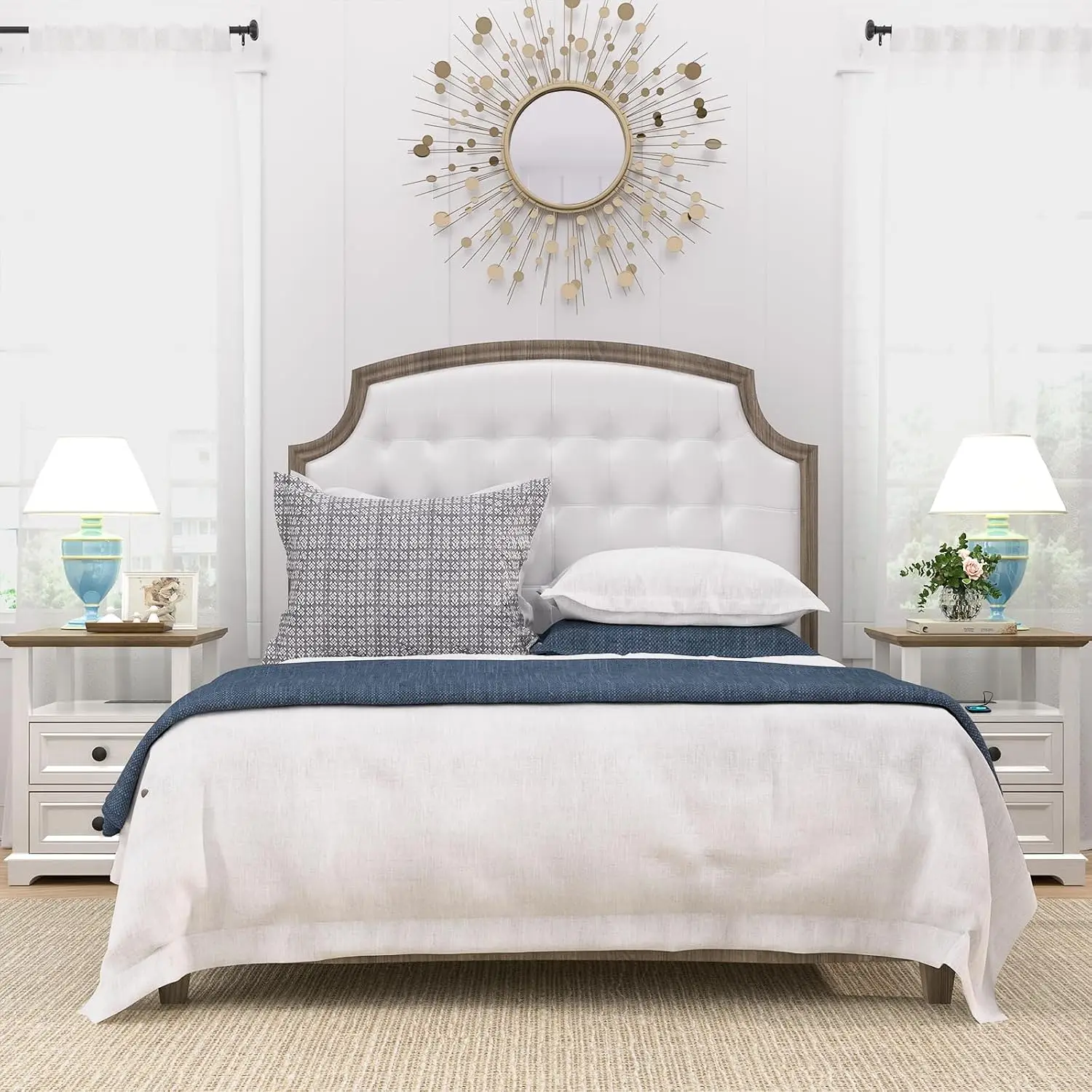 Nightstand with Charging Station Set of 2, Fast Charge End Table 18