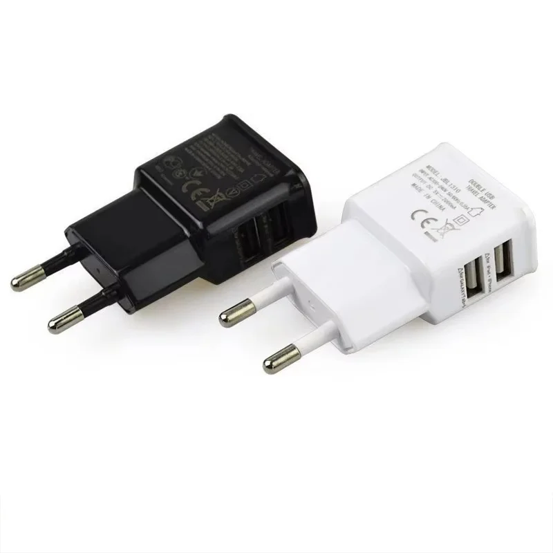Dual USB Plug Power Supply Charger 5V 1A Universal Fast Charging Adapter EU Plug Travel Portable Dual Power Adapter For iPhone