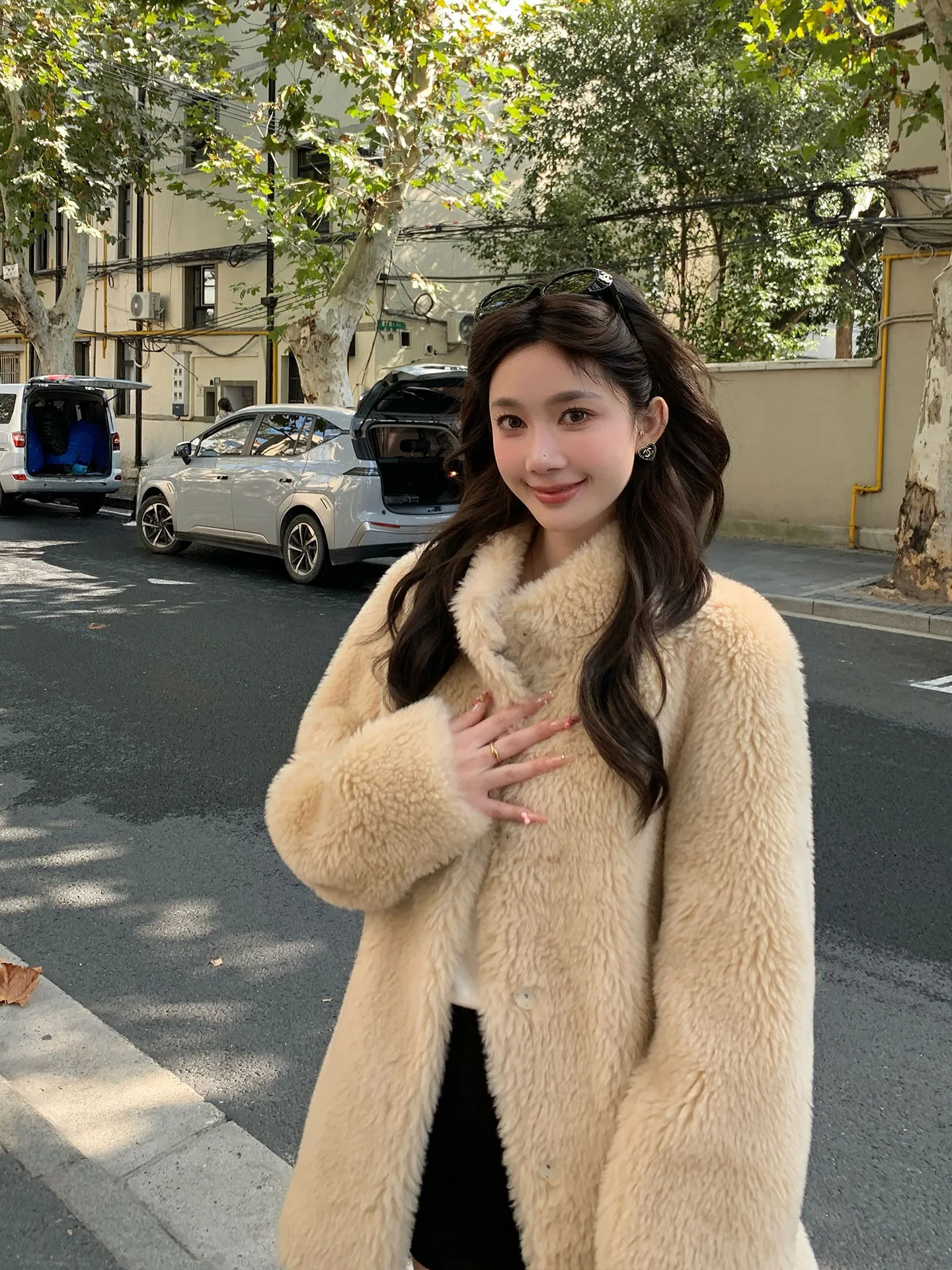 

Женская куртка из искусственного меха под овчину средней длины с длинными рукавами, повседневная, из полиэстера, с мягкой кожаной отделкой, верхняя одежда