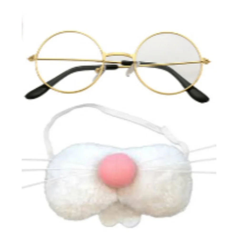 Accessoires de déguisement de pâques, montre de poche en plastique 4 pièces, nez de lapin, oreilles de lapin, lunettes de soleil rondes