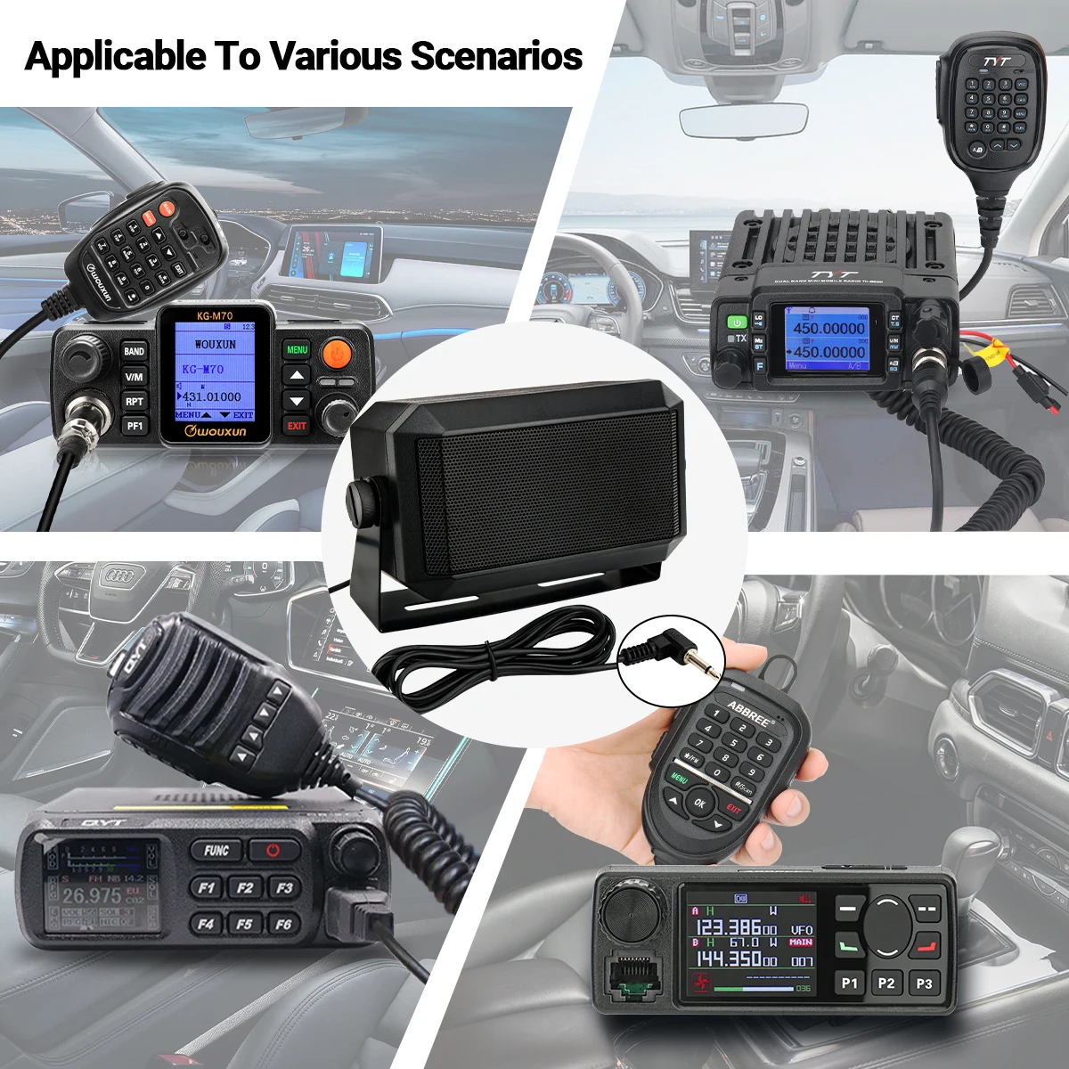 ABBREE KES-3 3.5mm Mobile Radio External Speaker Clear Sound For AR-2520 WOUXUN KG-M70 TYT MD 9600 TH 9800 CB Car Mobile Radio