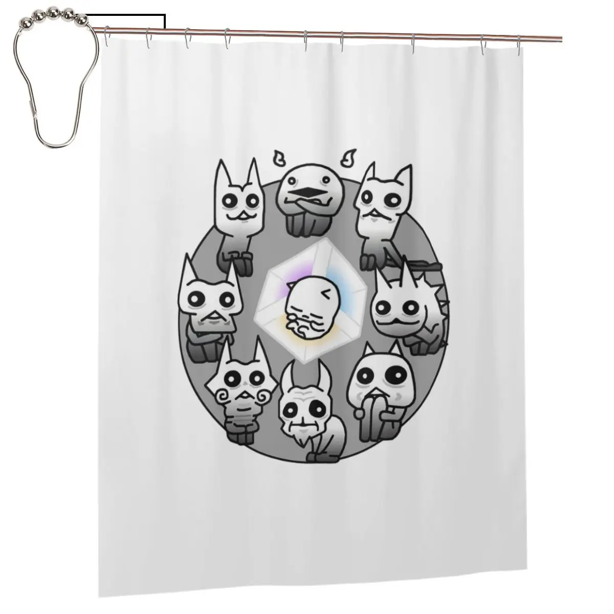 

Battle Cats Nekoluga Mural Shower Curtain Bathroom Polyester Waterproof Bath Curtains with Hooks