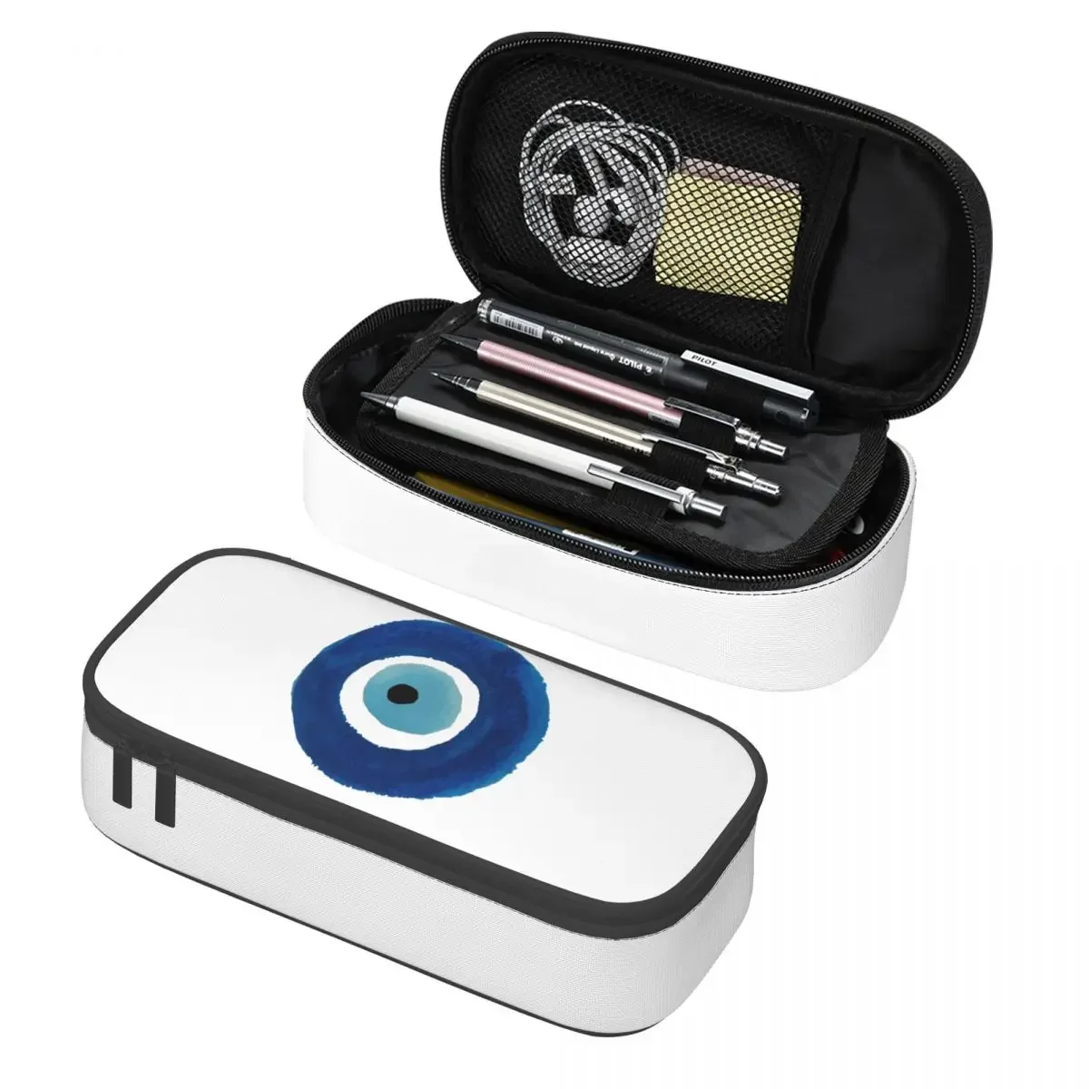 

Custom Watercolor Evil Eye Nazar Painting Pencil Cases for Boys Gilrs Hamsa Lucky Charm Large Capacity Pen Bag Box Stationery