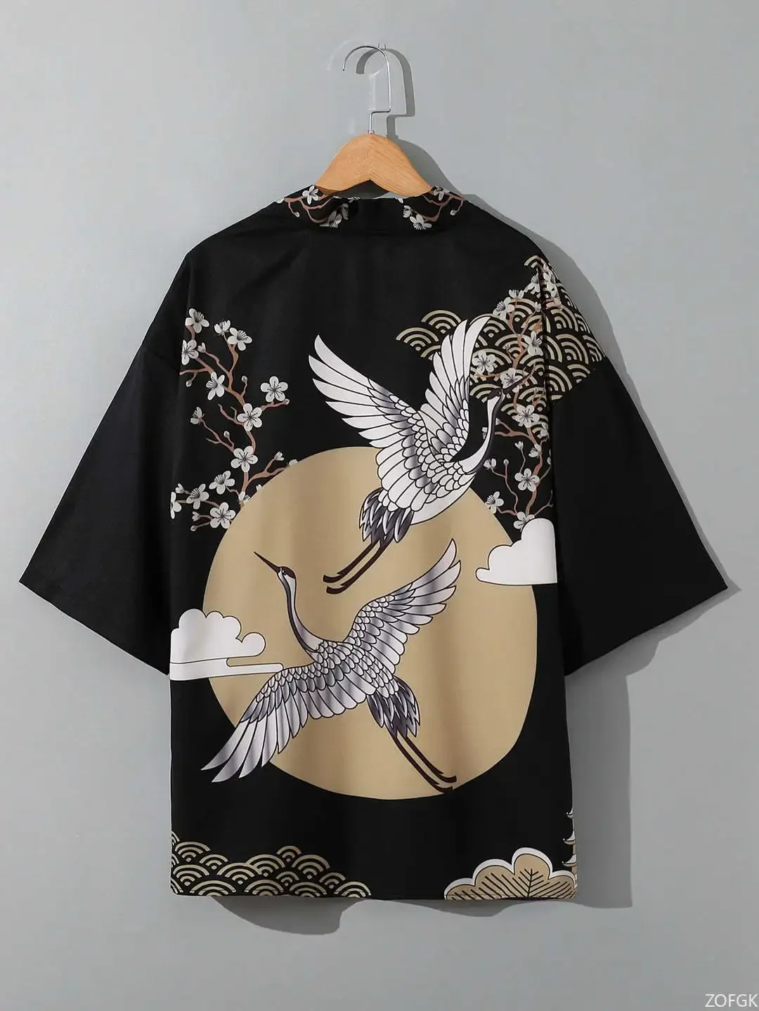 RANMARU KIMONO Men's Summer Short-sleeved Printed Shirt Shirt Fashion National Trend Harajuku Retro Cardigan and Clothing image 4