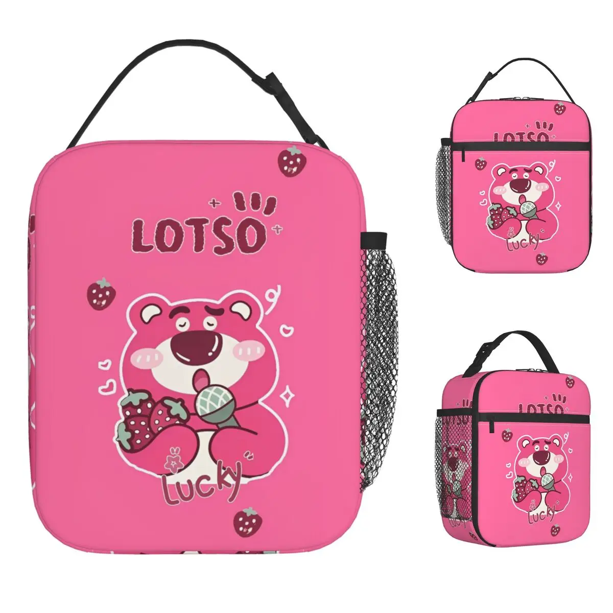 

Симпатичные изолированные сумки для обеда с клубничным медведем Сумка-холодильник Контейнер для еды, портативная сумка-тоут с героями мультфильмов, ланч-бокс, сумки для еды, дорожные сумки