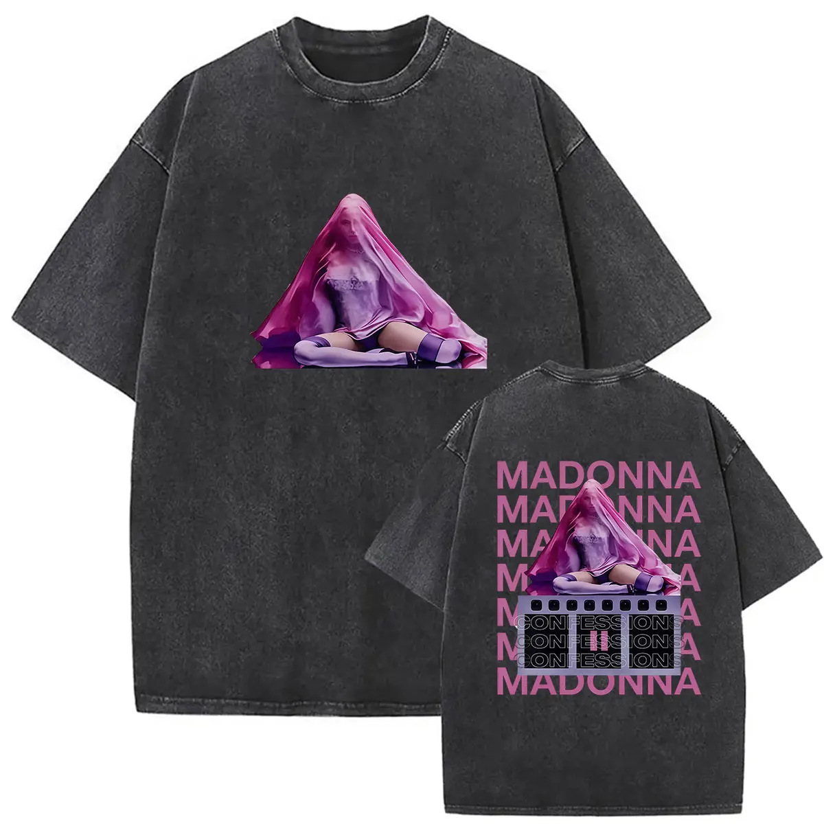 Vintage Washed Madonna Confessions II Album 2026 Graphic T Shirts Men Women Pop Clothing Fashion High Quality Oversized T-shirt