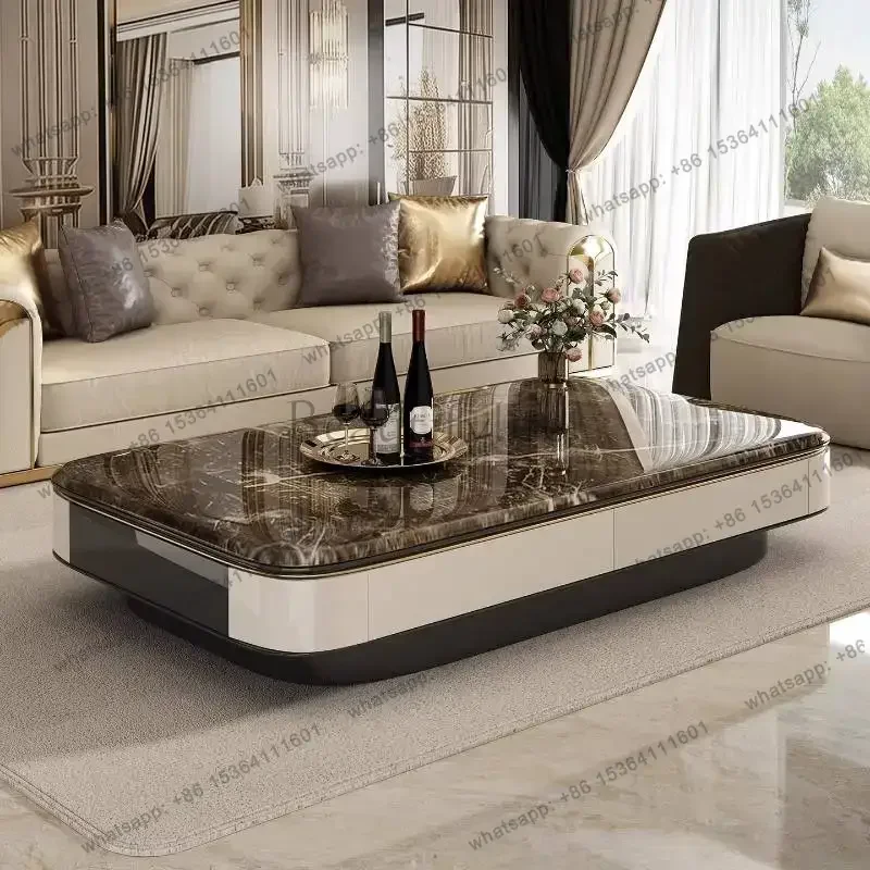 Factory Direct Sales Italian Gray Coffee Table Multifunctional Unique Minimalist Space Coffee Table Center Saving Meuble Salon L