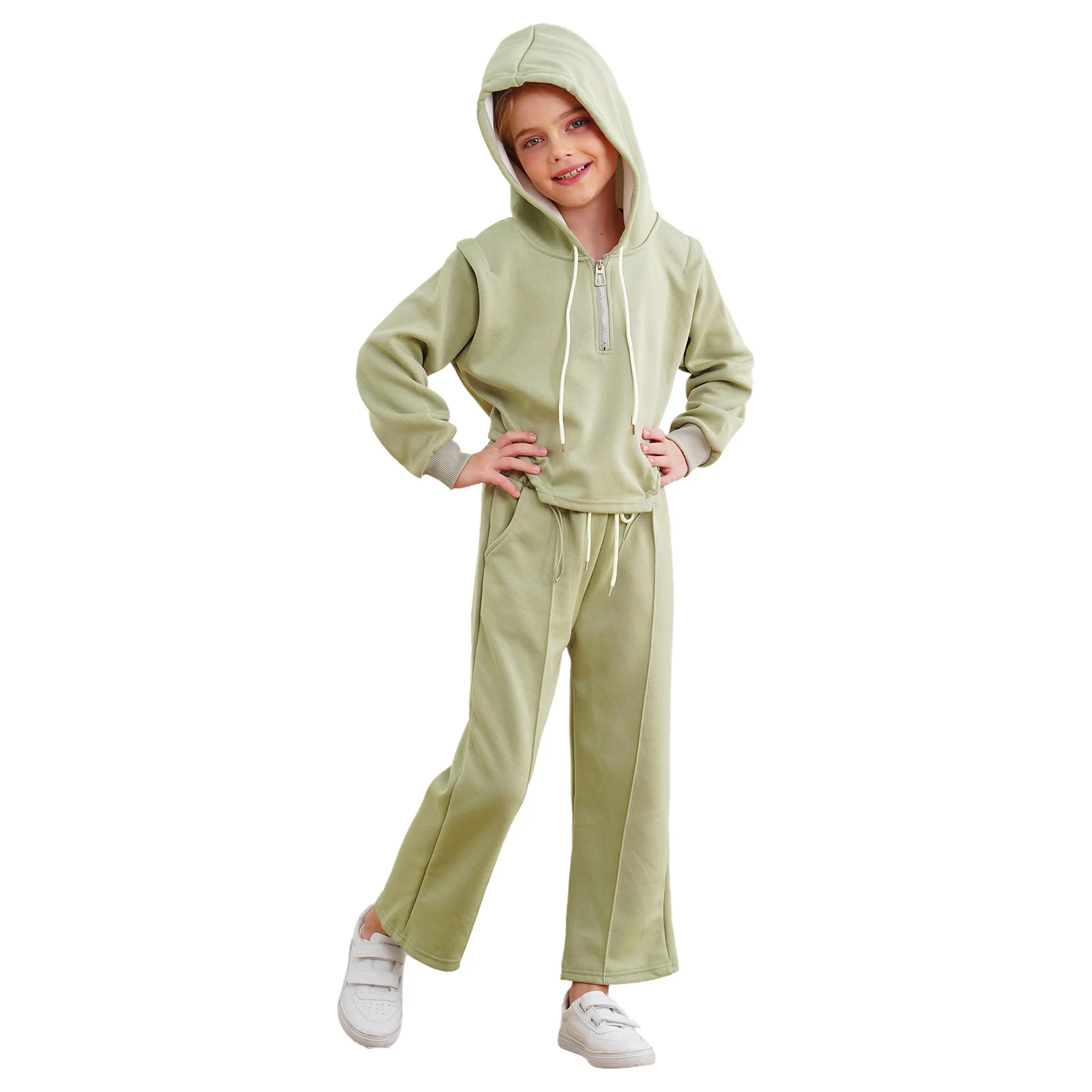 Ropa deportiva para niños y niñas, Sudadera con capucha y cordón de manga larga, abrigo con pantalones, ropa informal, ropa de casa, 2 uds.