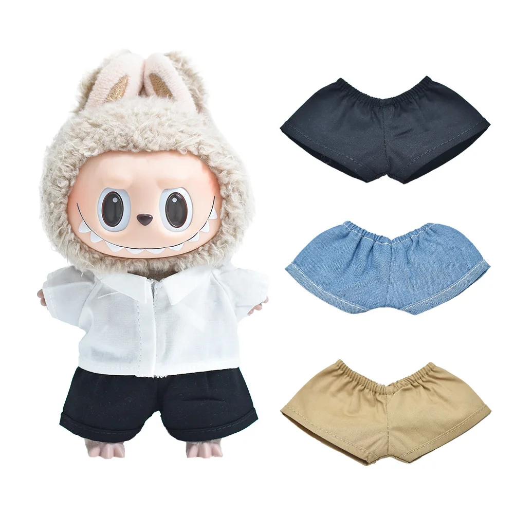 

For 17cm Labubu Dolls Clothes Shorts Jeans Dress Up DIY Gift Doll Clothes Accessories Sitting Party Changing Dress Game Toys