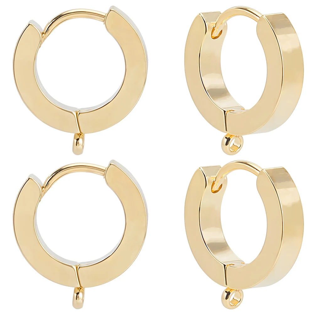 16Pcs Huggie Hoop Earring Findings 24K Gold Plated Round French Leverback Earring Hooks with 316 Surgical Stainless Steel Pin
