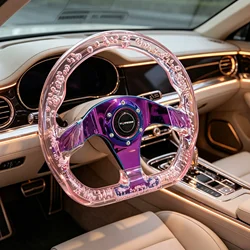High Quality Universal 320MM Multi-color Option Color Unique Design Auto Acrylic Transparent Modification Sport Steering