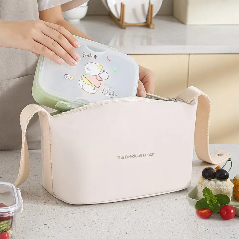 PU Portable Insulated Bento Food Lunch Box Thermal Bag Outdoor Picnic Storage Ice Bags Office Tote Lunch Bags For Women