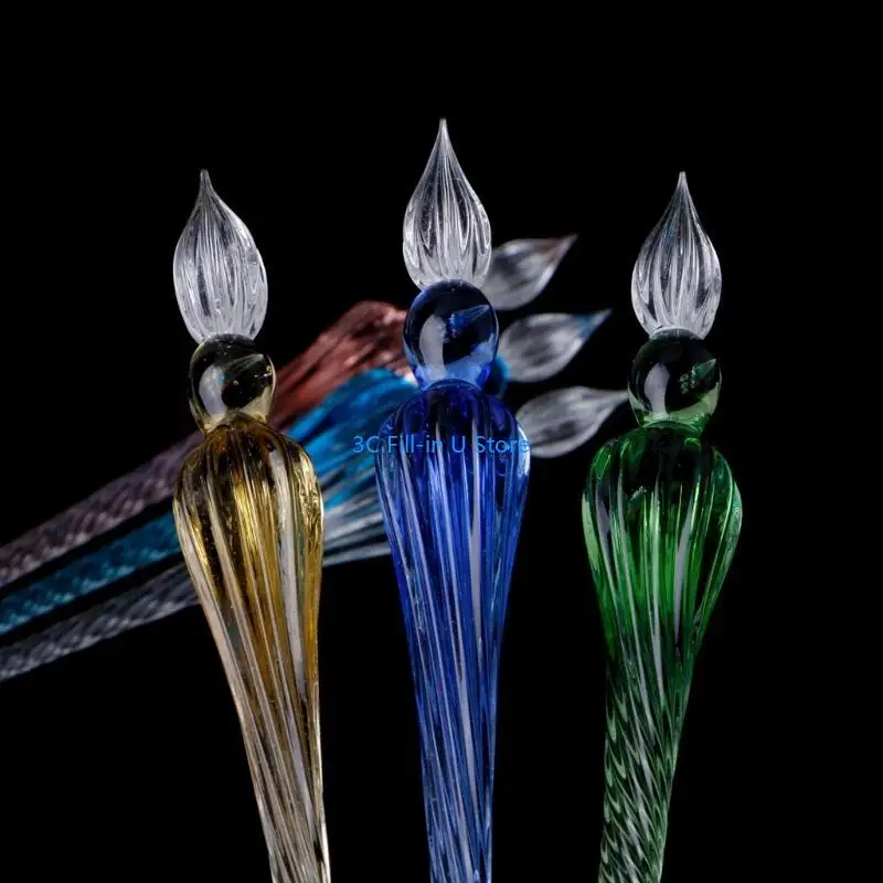 G8TA Vintage Glass nhúng Bút Bút Chữ ký Filling Fountain Fountain Hộp quà tặng
